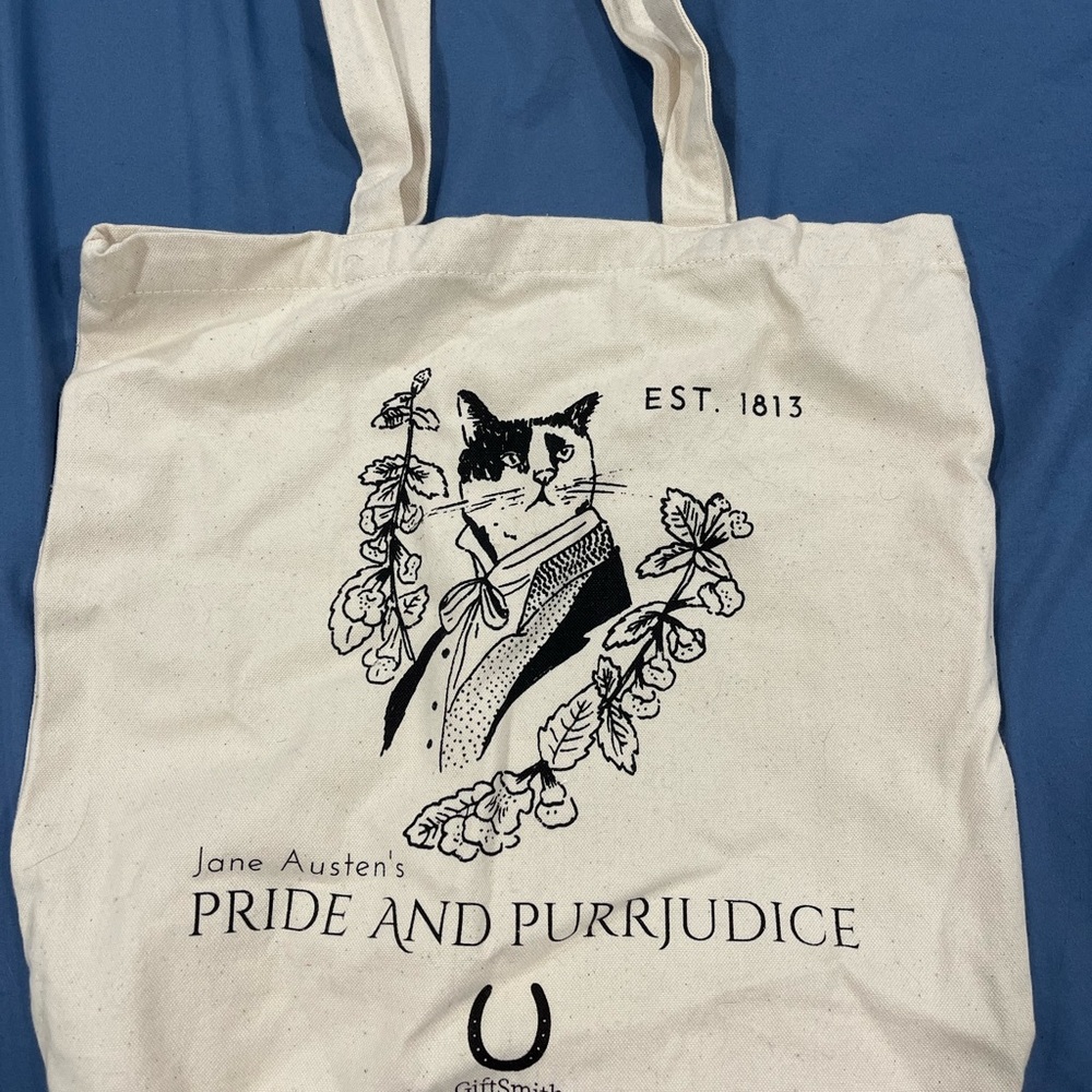 SMITH Pride and Purrjudice Cat Tote - Cream